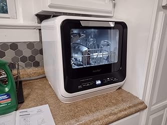 COMFEE' Portable Mini Dishwasher Countertop with 5L Built-in Water Tank for Apartments& RVs, No Hookup Needed, 6 Programs, 360° Dual Spray, 192℉ High-Temp& Air-Dry Function