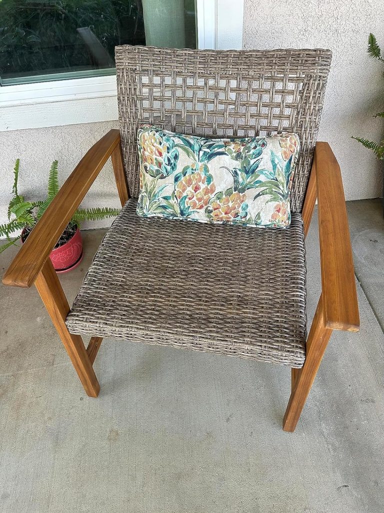 1-IDZO Patio Wicker Set of 2 Outdoor Dining Chairs, 500lbs, Beige
