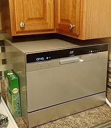 3-SPT SD-2224DS ENERGY STAR Compact Countertop Dishwasher with Delay Start - Portable Dishwasher with Stainless Steel Interior and 6 Place Settings Rack Silverware Basket, Silver