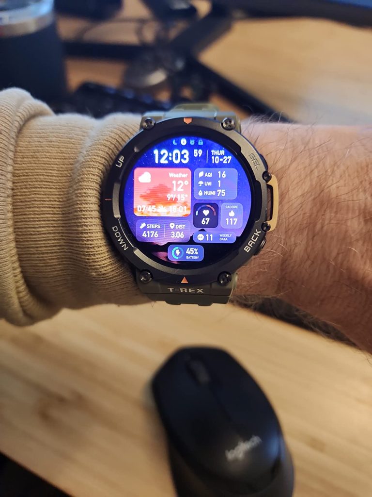 Amazfit T-Rex 2 Rugged Smart Watch, Military Certified, GPS, 24-Day Battery Life, Heart Rate, VO2, SPO2 Monitoring, Pacer, Altitude, 10 ATM Water-Resistant, Sleep Monitoring 