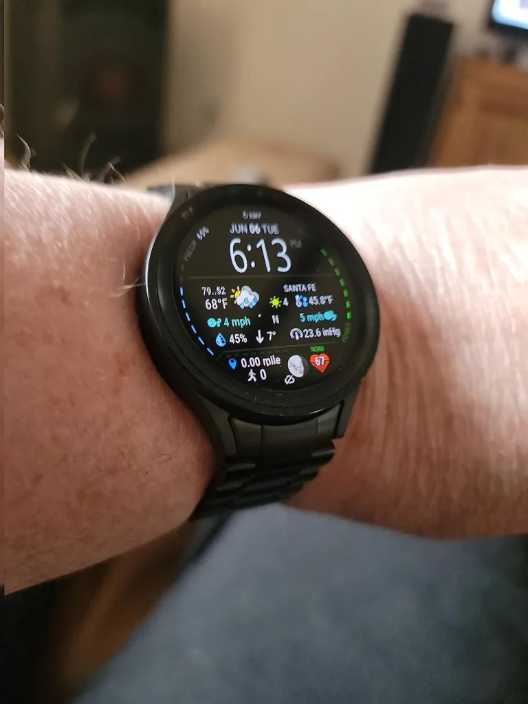 SAMSUNG Galaxy Watch5 Pro Bespoke Edition 45mm Bluetooth Smartwatch, Body, Health, Fitness, Sleep Tracker, Sapphire Crystal Glass, Titanium Frame, US Version, Black Ridge Sport Band, Black