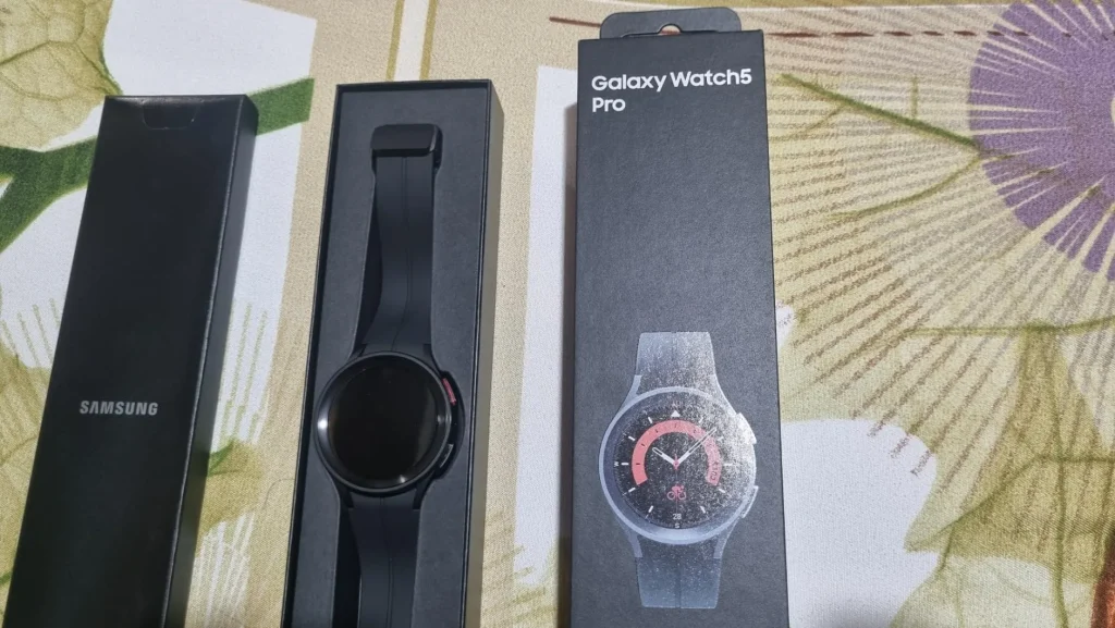 SAMSUNG Galaxy Watch5 Pro Bespoke Edition 45mm Bluetooth Smartwatch, Body, Health, Fitness, Sleep Tracker, Sapphire Crystal Glass, Titanium Frame, US Version, Black Ridge Sport Band, Black